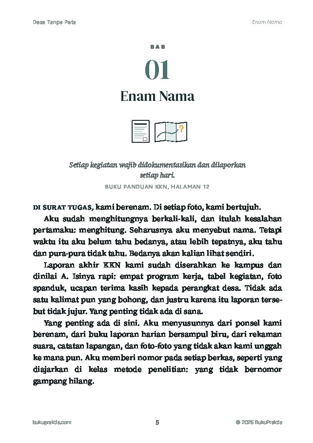 Contoh halaman Desa Tanpa Peta