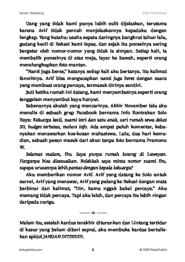 Contoh halaman Kamar Belakang
