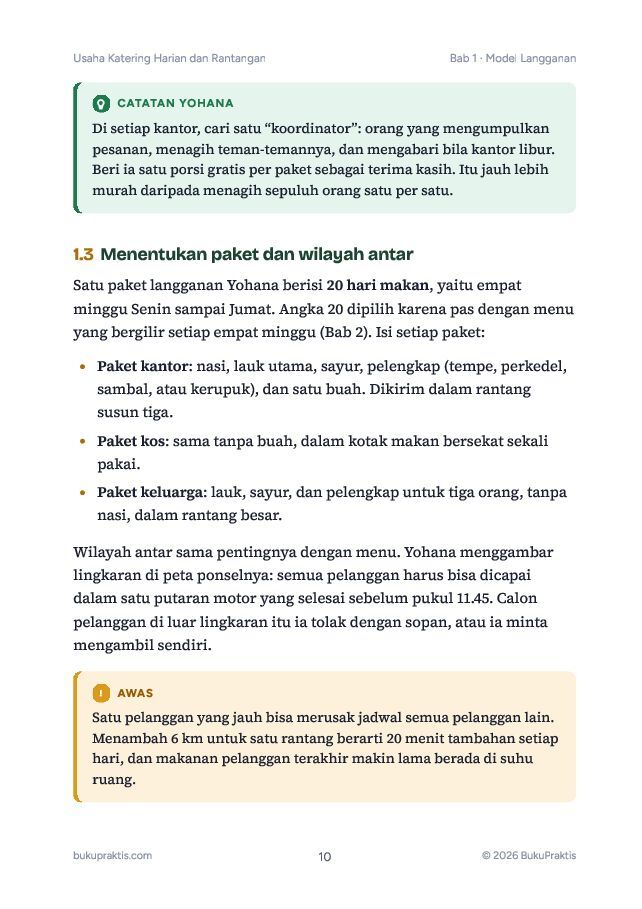 Contoh halaman Usaha Katering Harian dan Rantangan