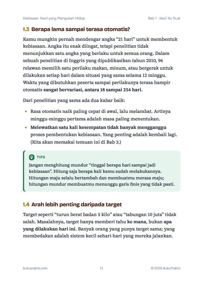 Contoh halaman Kebiasaan Kecil yang Mengubah Hidup