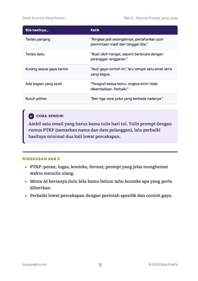 Contoh halaman Pakai AI untuk Kerja Kantor