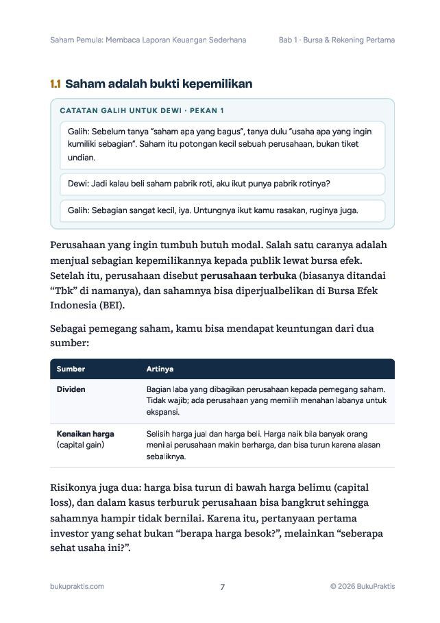 Contoh halaman Saham Pemula: Membaca Laporan Keuangan Sederhana