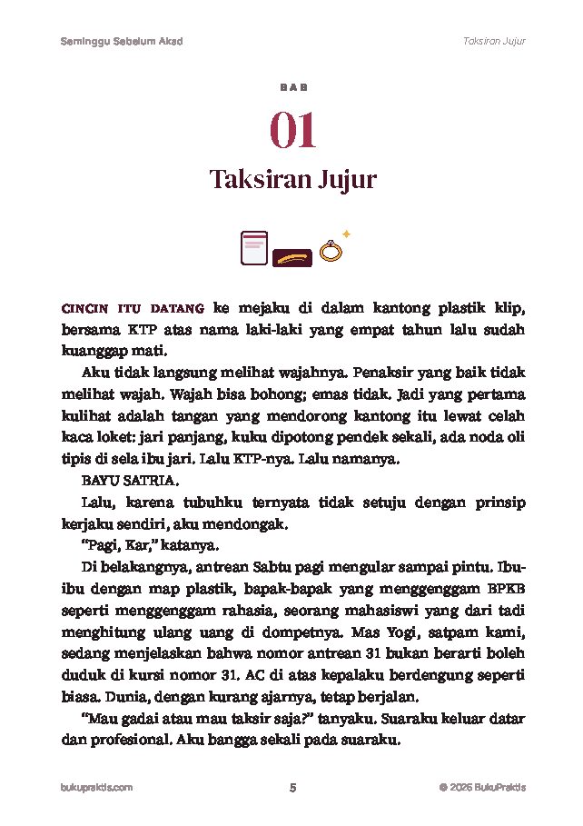 Contoh halaman Seminggu Sebelum Akad