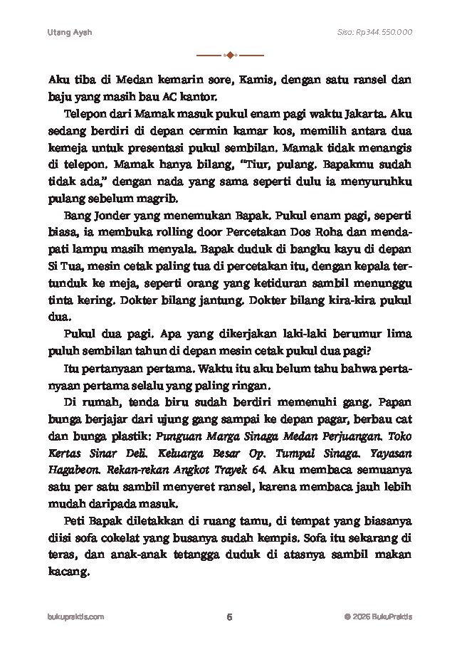 Contoh halaman Utang Ayah